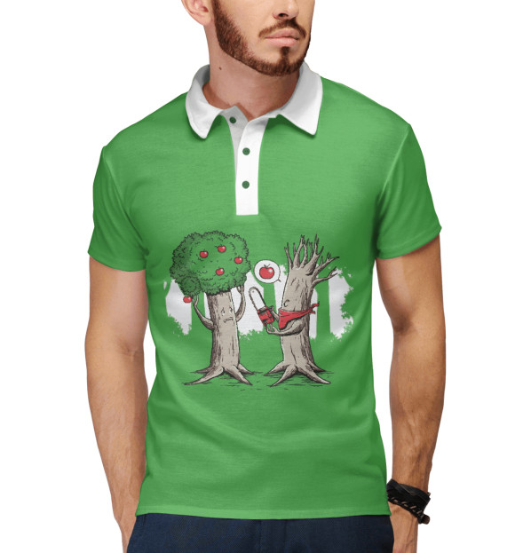 Мужское поло с изображением Случай в лесу цвета Белый