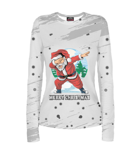 Женский лонгслив с изображением Merry Christmas Santa Dabbi цвета Белый