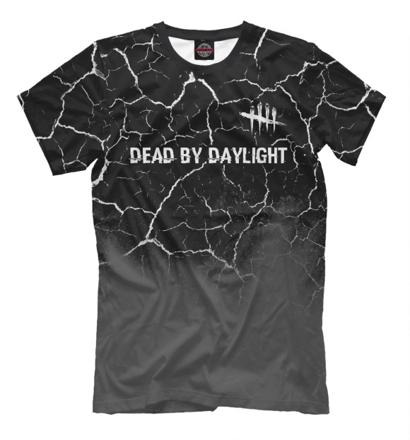 Мужская футболка с изображением Dead by Daylight Glitch Black (трещины) цвета Белый