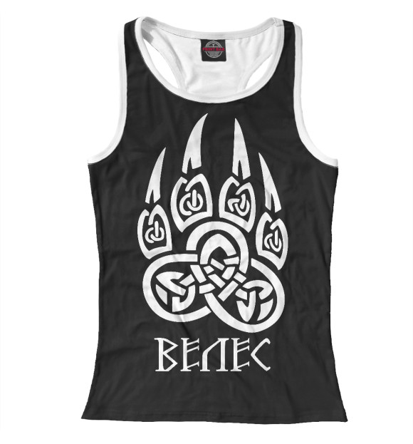 Женская майка-борцовка с изображением Печать Велеса цвета Белый