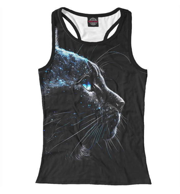 Женская майка-борцовка с изображением Голубоглазая кошечка цвета Белый