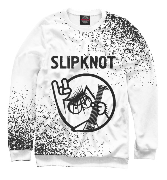 Мужской свитшот с изображением Slipknot + Кот цвета Белый