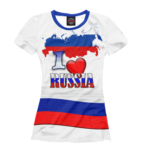 Женская футболка с изображением LOVE РОССИЯ цвета Белый