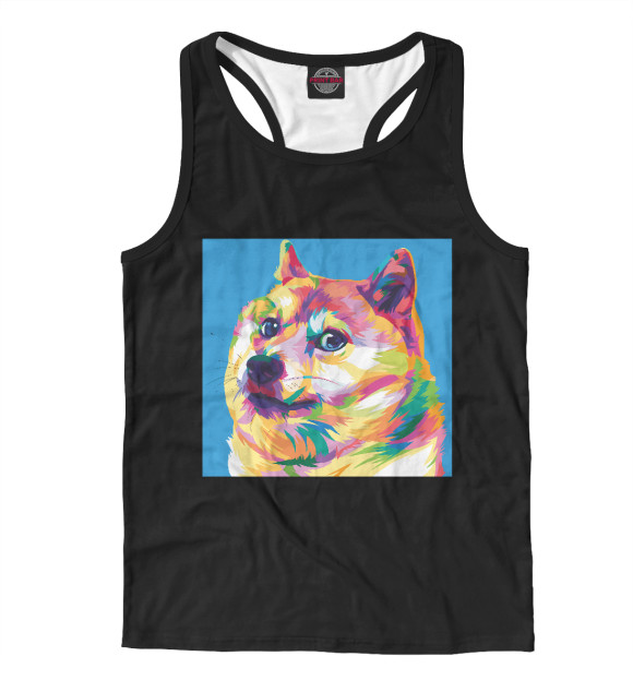 Мужская майка-борцовка с изображением Doge Color цвета Белый