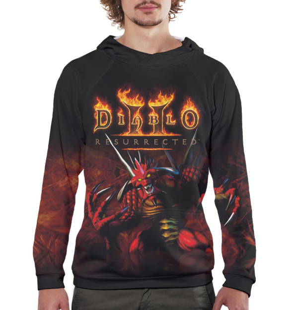 Мужское худи с изображением Diablo II: Resurrected цвета Белый