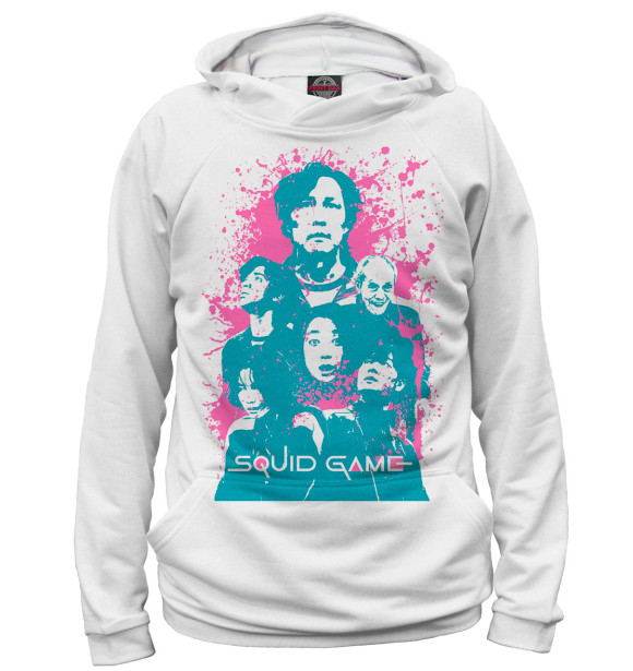 Женское худи с изображением Игра в кальмара цвета Белый