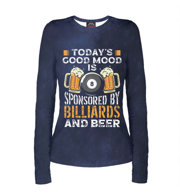 Женский лонгслив с изображением Billiards And Beer цвета Белый