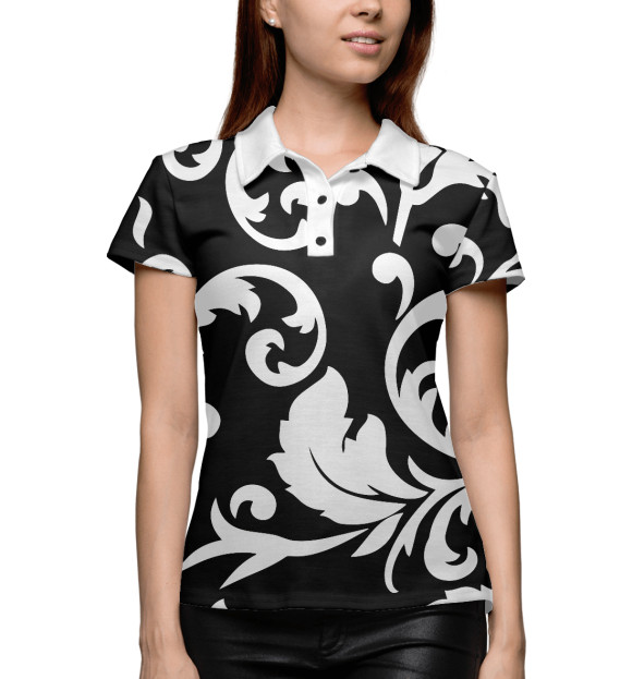 Женское поло с изображением Minimalist floral pattern цвета Белый