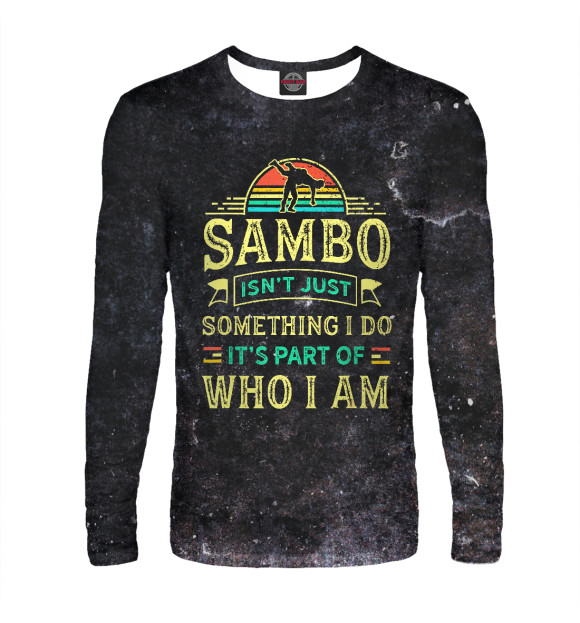 Мужской лонгслив с изображением Sambo цвета Белый