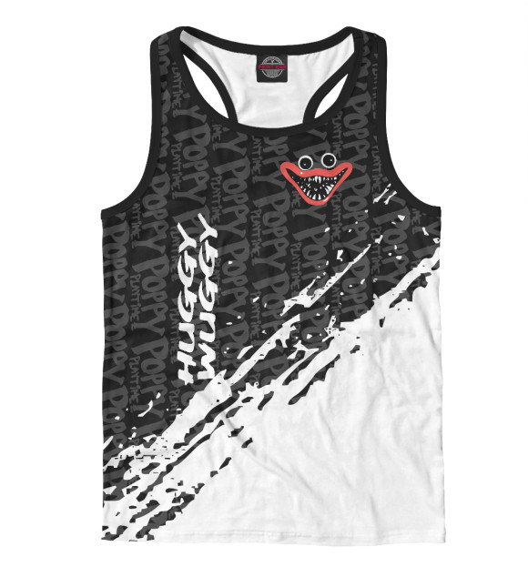 Мужская майка-борцовка с притом Poppy Playtime цвета Белый Мужская майка-борцовка с изображением Poppy Playtime цвета Белый