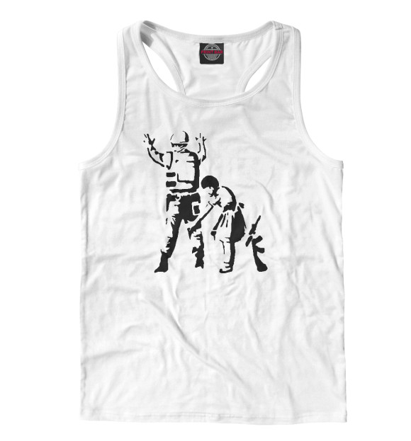 Мужская майка-борцовка с изображением Banksy цвета Белый