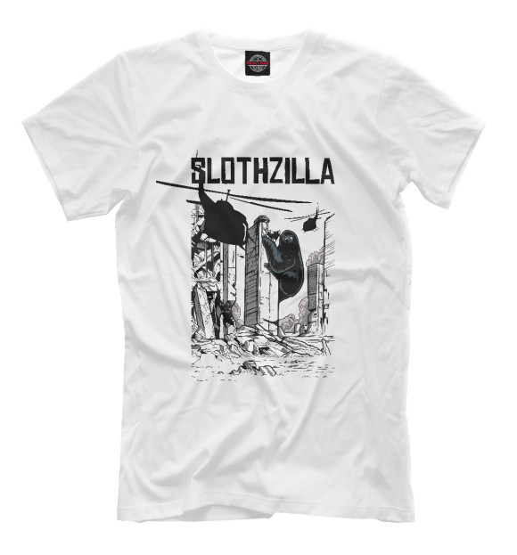 Мужская футболка с изображением Slothzilla цвета Белый