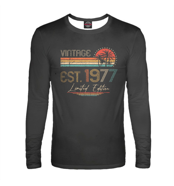 Мужской лонгслив с изображением Vintage est.1977 цвета Белый