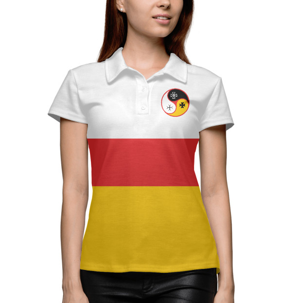 Женское поло с изображением Три Слезы Бога (РСО-Алания) цвета Белый