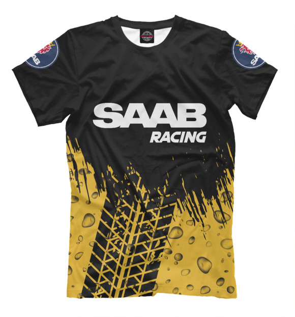 Мужская футболка с изображением Сааб | Racing цвета Белый