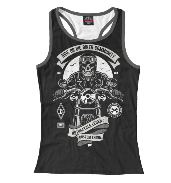 Женская майка-борцовка с изображением Ride or die biker club цвета Белый