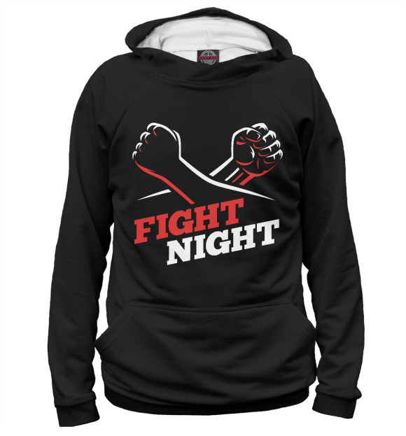 Мужское худи с изображением Fight Night цвета Белый
