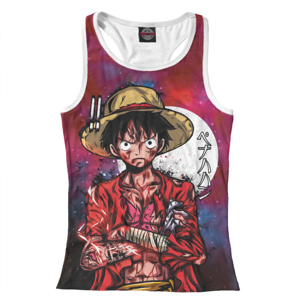 Женская майка-борцовка с изображением One Piece Большой куш цвета Белый