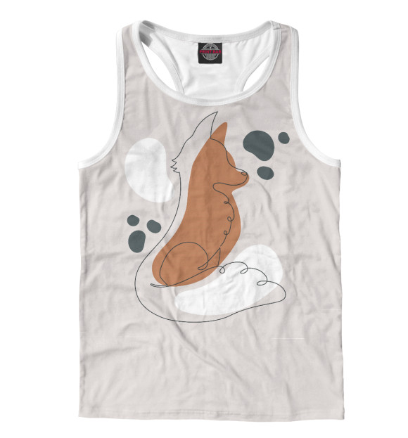 Мужская майка-борцовка с изображением Лисенок цвета Белый