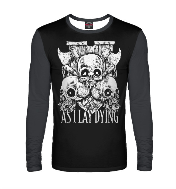 Мужской лонгслив с изображением As I Lay Dying (черепа) цвета Белый