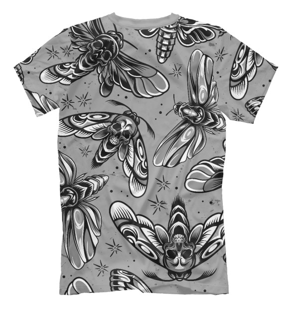 Мужская футболка с изображением Black moths цвета Белый