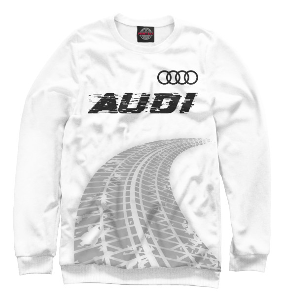 Мужской свитшот с изображением Audi Speed Tires на белом цвета Белый