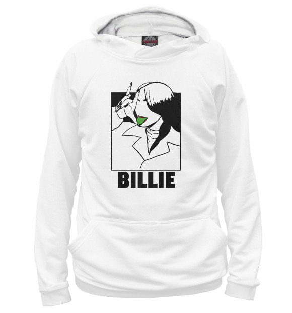 Мужское худи с изображением Billie Eilish цвета Белый