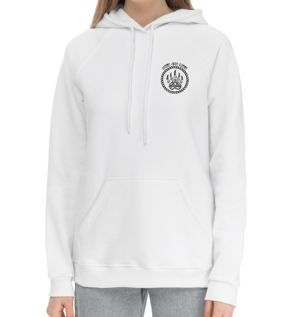 Женский хлопковый худи с изображением Велес (Помни корни) цвета Белый