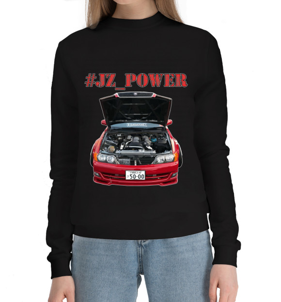 Женский хлопковый свитшот с изображением JZ_POWER Ver.1 цвета Черный