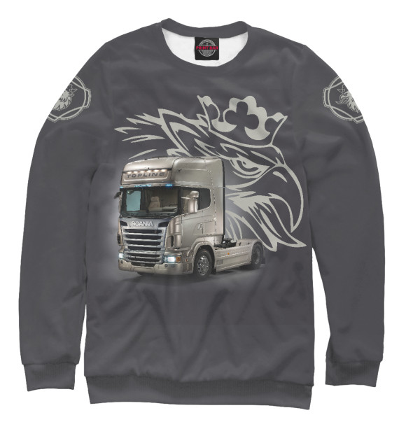 Свитшот для мальчиков с изображением SCANIA \ Дальнобойщик цвета Белый