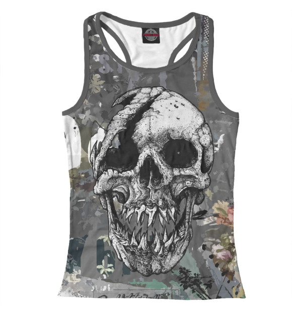 Женская майка-борцовка с изображением Cool skull цвета Белый