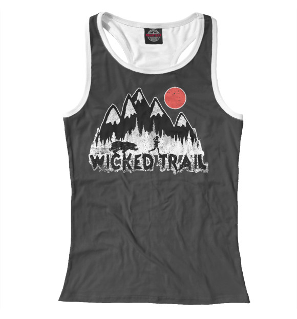 Женская майка-борцовка с изображением Wicked trail цвета Белый