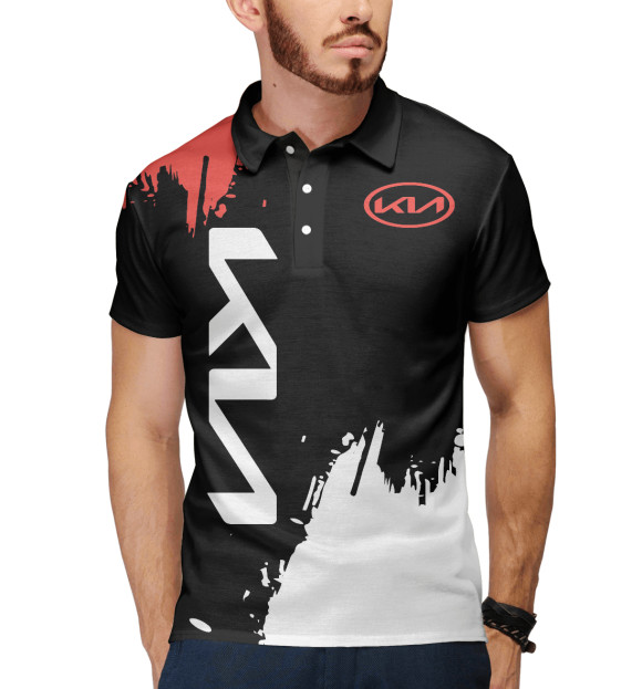 Мужское поло с изображением KIA цвета Белый