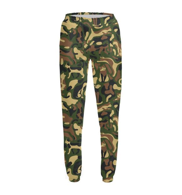 Женские спортивные штаны с изображением Коты (камуфляж) цвета Белый