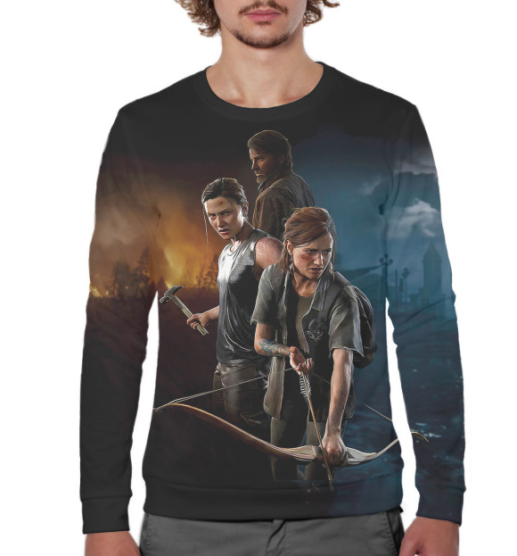 Мужской свитшот с изображением Элли, Эбби и Джоэл цвета Белый