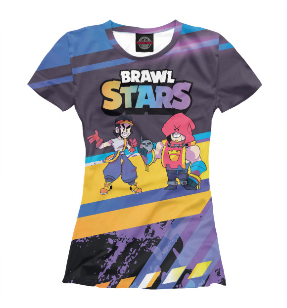 Женская футболка с изображением BRAWL STARS Grom и FANG цвета Белый