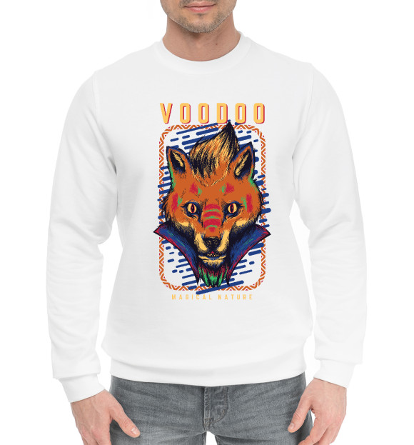 Мужской хлопковый свитшот с притом Voodoo цвета Белый Мужской хлопковый свитшот с изображением Voodoo цвета Белый