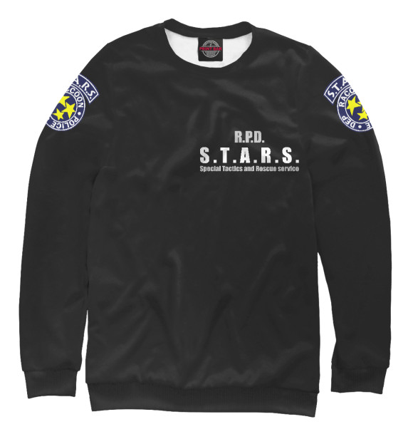 Свитшот для девочек с изображением S.T.A.R.S. цвета Белый