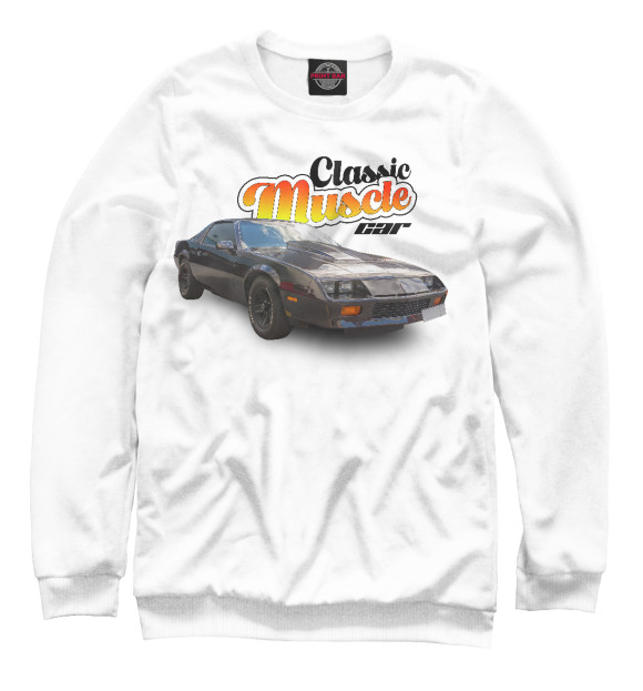Мужской свитшот с изображением Classic muscle car chevrolet camaro цвета Белый