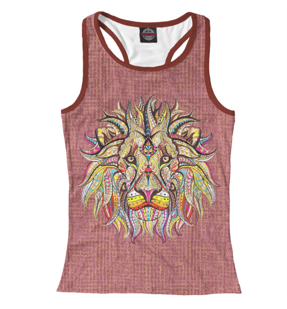 Женская майка-борцовка с изображением Лев цвета Белый