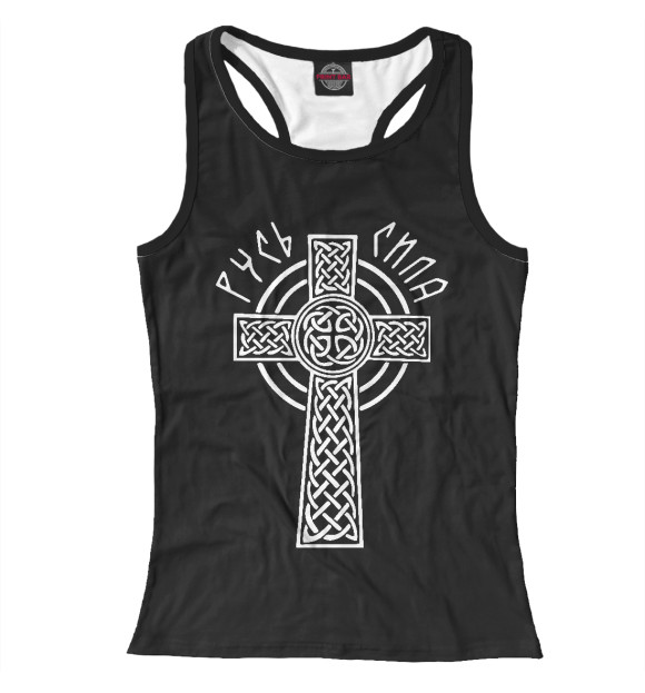 Женская майка-борцовка с изображением Русь сила цвета Белый