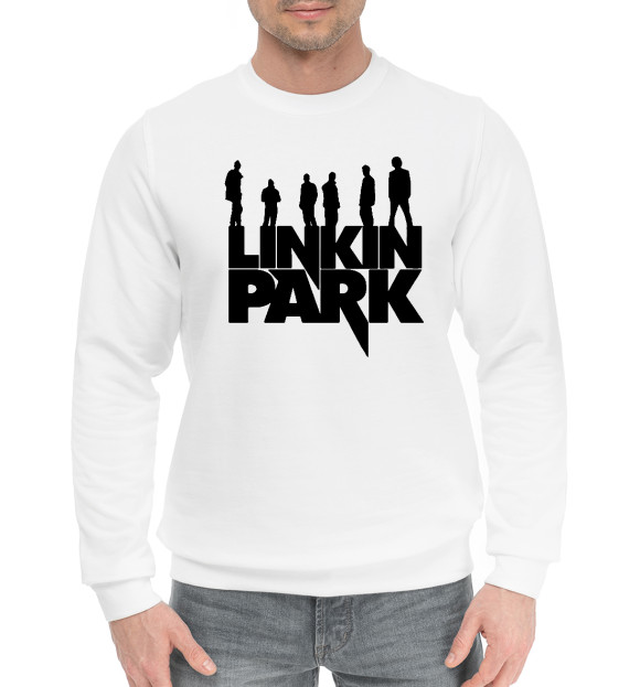Мужской хлопковый свитшот с изображением Linkin Park цвета Белый