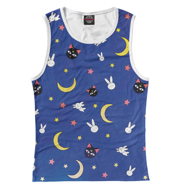 Женская майка с притом Sailor Moon цвета Белый Женская майка с изображением Sailor Moon цвета Белый