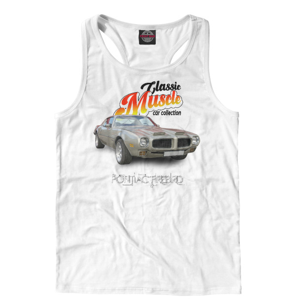 Мужская майка-борцовка с изображением Pontiac Firebird на белом фоне цвета Белый