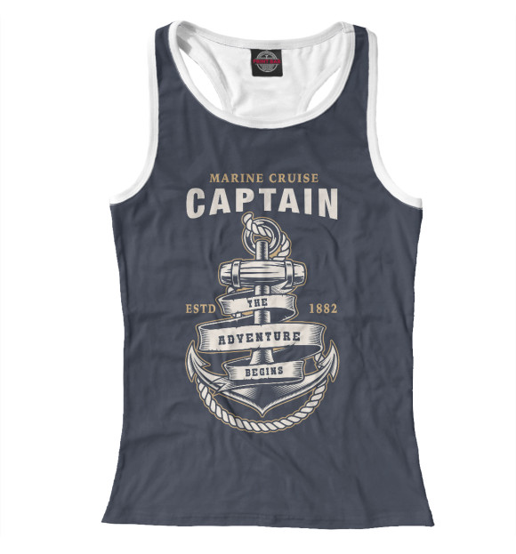 Женская майка-борцовка с изображением Captain цвета Белый