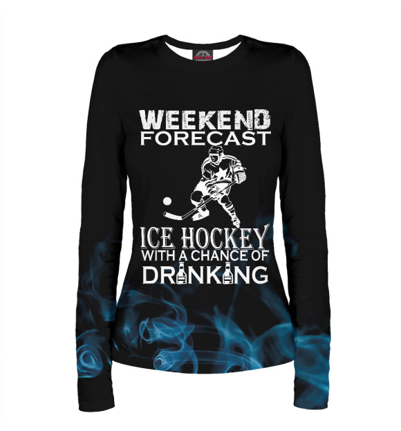 Женский лонгслив с изображением WEEKEND FORECAST HOCKEY цвета Белый