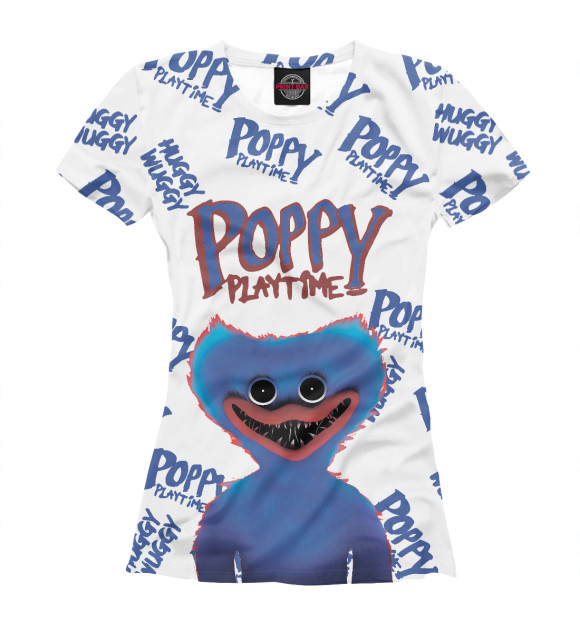 Футболка для девочек с изображением Poppy Playtime цвета Белый