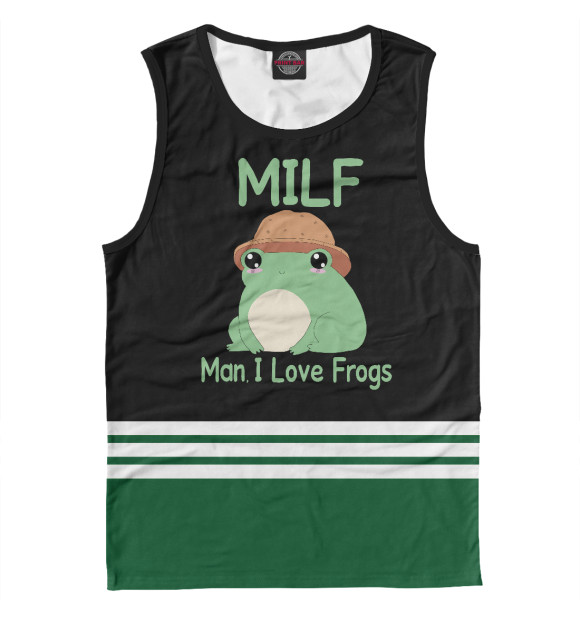Мужская майка с изображением Milf Man I love Frogs цвета Белый