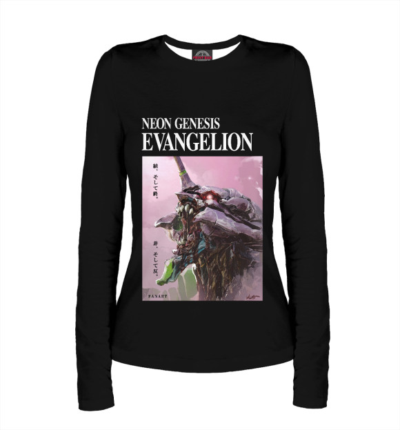 Женский лонгслив с изображением Evangelion цвета Белый