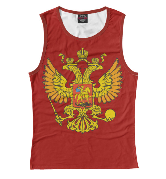 Женская майка с изображением Герб России цвета Белый